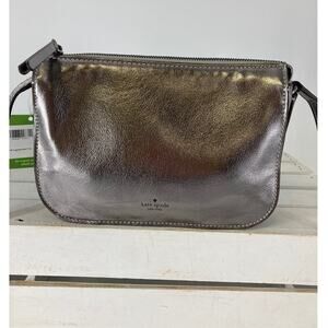 KATE SPADE NWT, PEWTER METALIC LEATHER WOMENS CROSSBODY BAG